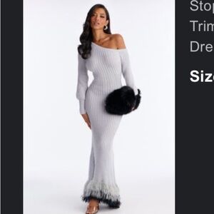 Fashion Nova Off-Shoulder Gray Maxi Dress